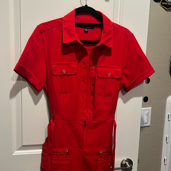Belted Zac and Rachel red button down dress with pockets - Picture 1 of 5